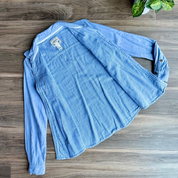 Forever 21 Soft Cotton Gauze Blue & White Checkered Button Down Shirt – Size S - Picture 7 of 8